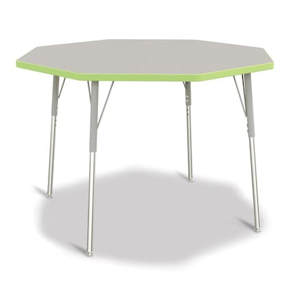 Jonti-Craft Berries Octagon Activity Table, 48 in. x 48 in., A-height, Freckled Gray/Key Lime/Gray 6428JCA130